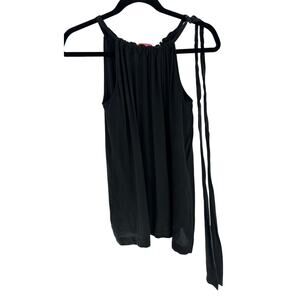 Banana Republic Trina Turk Silk Pleated Tie Front Tank Top Black Vacay Summer XS